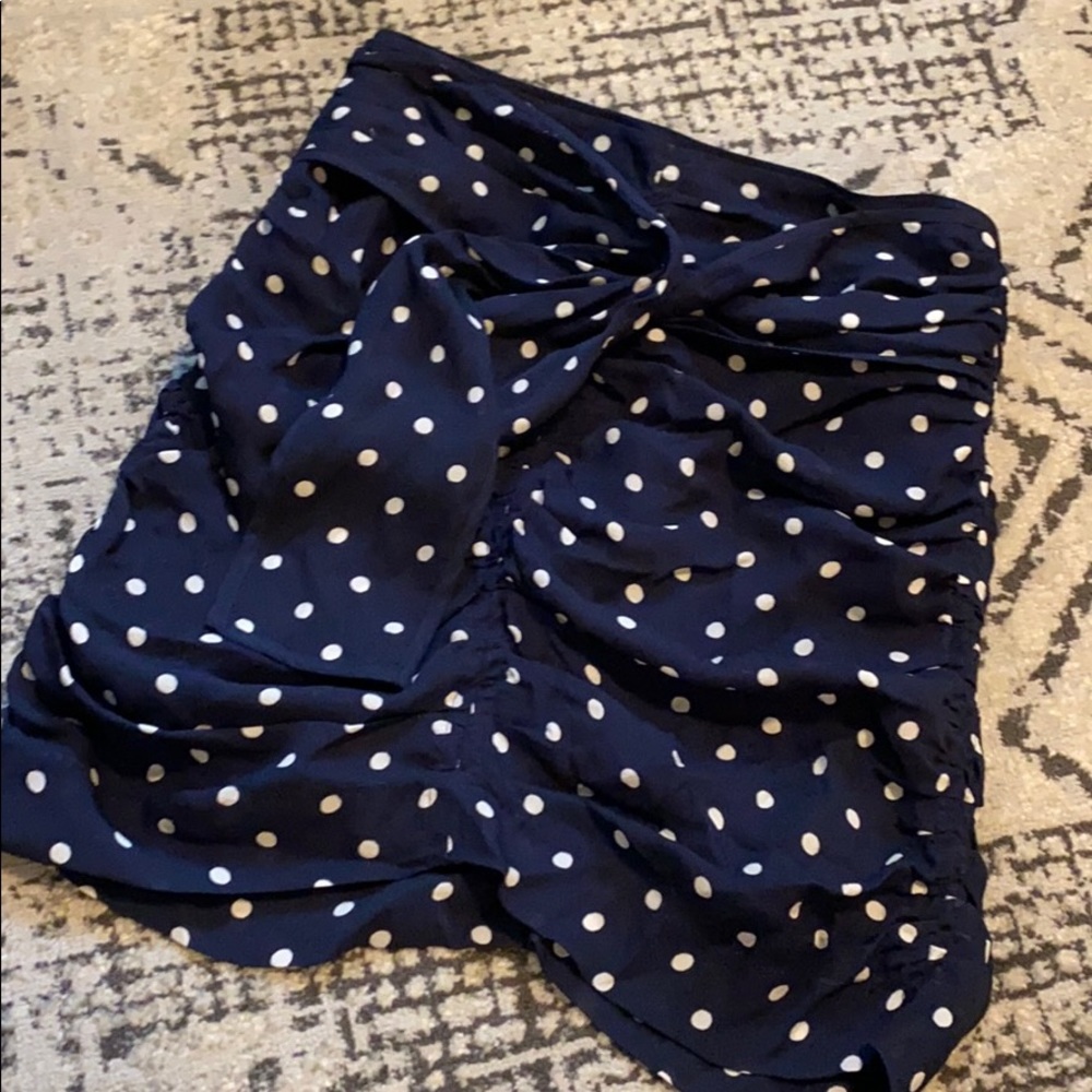 Tanya taylor mini polka dot navy skirt